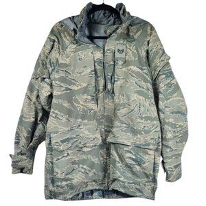 USAF Tiger Stripe Mens Rainsuit Parka Sz M Camouflage Outdoor Cargo Gorpcore